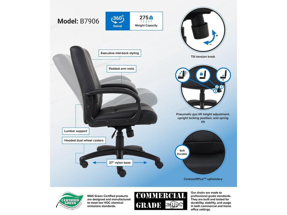 BOSS Office Products B7906 Executive Chairs