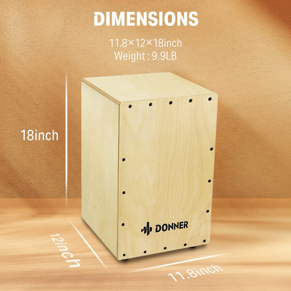 Cajon Box Drum,Full Size with Backpack Dual Adjustable Straps