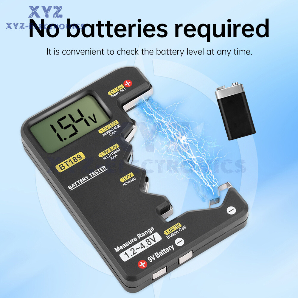 Digital Battery Tester Checker Electricity Indicator Universal AA, AAA 9V Button