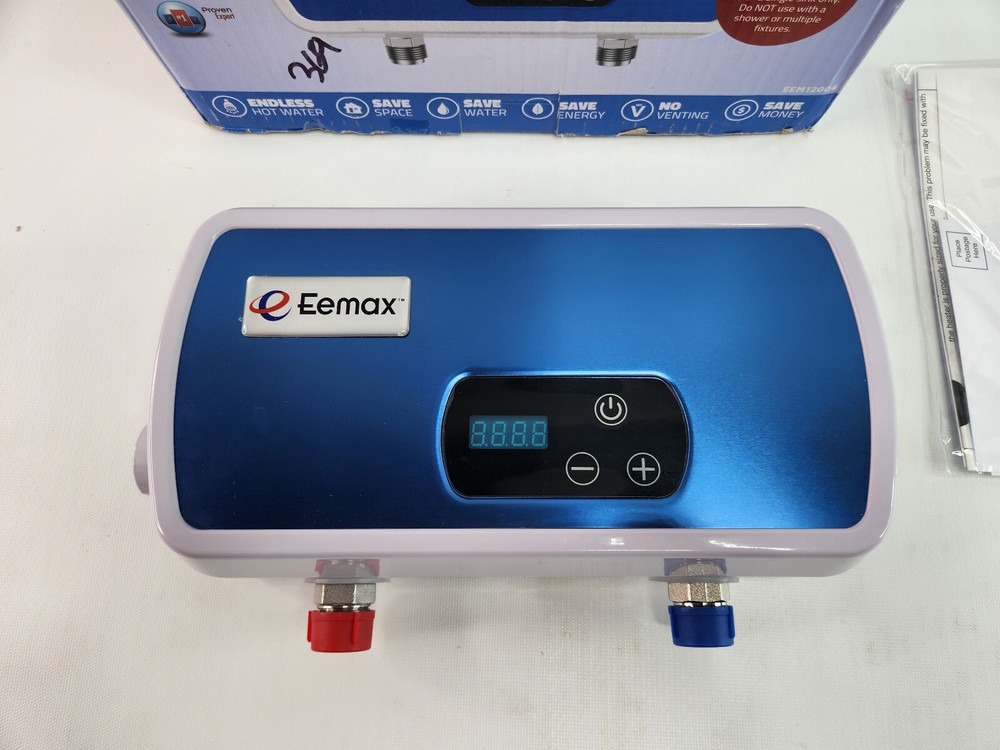 Eemax EEM12004 Electric Tankless Water Heater Point of Use, 4KW, Blue Brand New