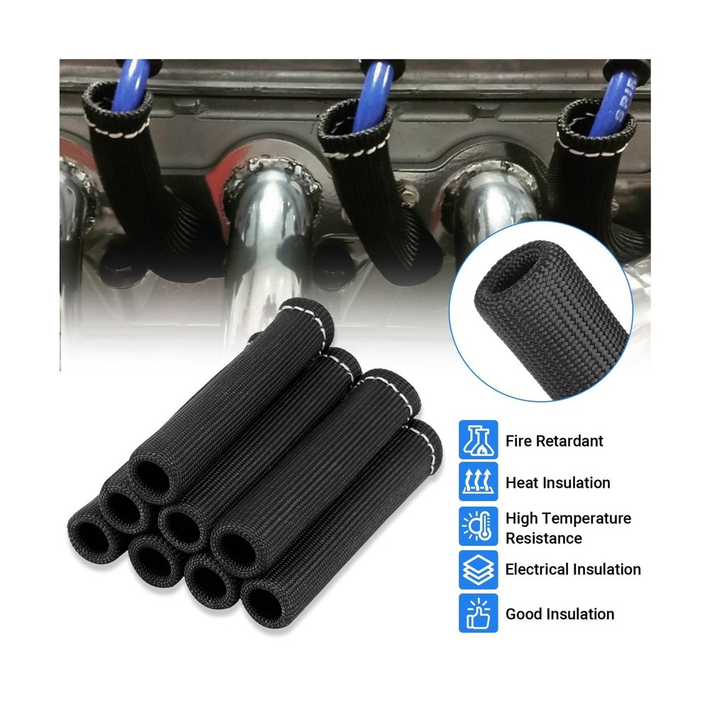 8 PCS Spark Plug Wire Heat Shield Sleeve 2500° Spark Plug Boot Protector Wr