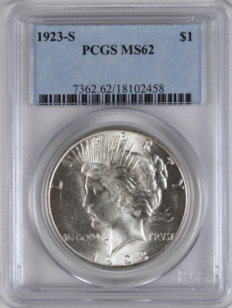 1923-S PEACE DOLLAR S$1 PCGS MS 62