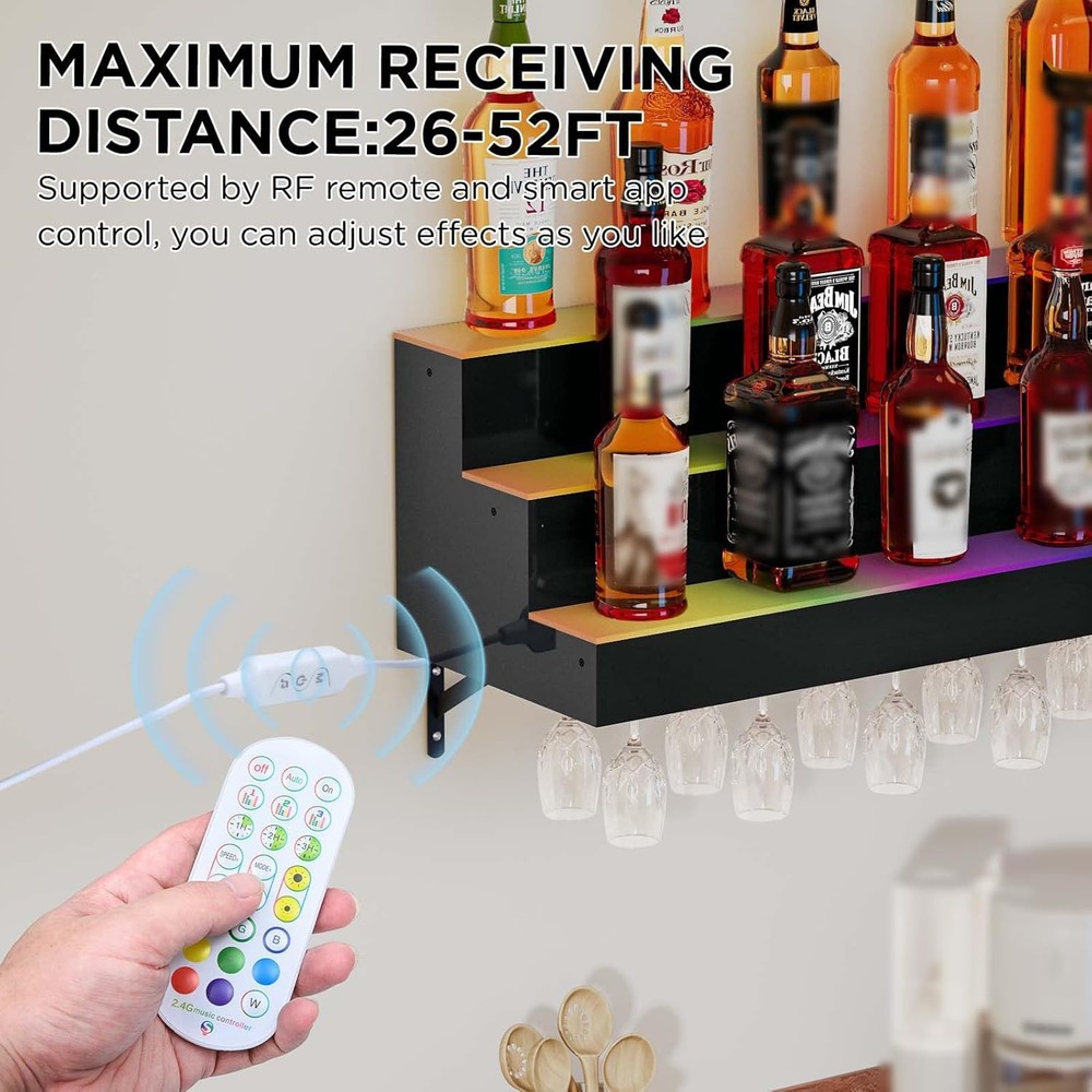 Dethan LED Lighted Liquor Bottle Display Shelf
