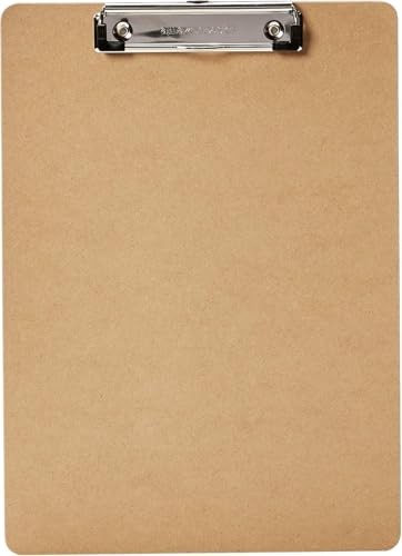 Amazon Basics Hardboard Office Clipboard, Low-Profile, Letter 6-Pack, Brown