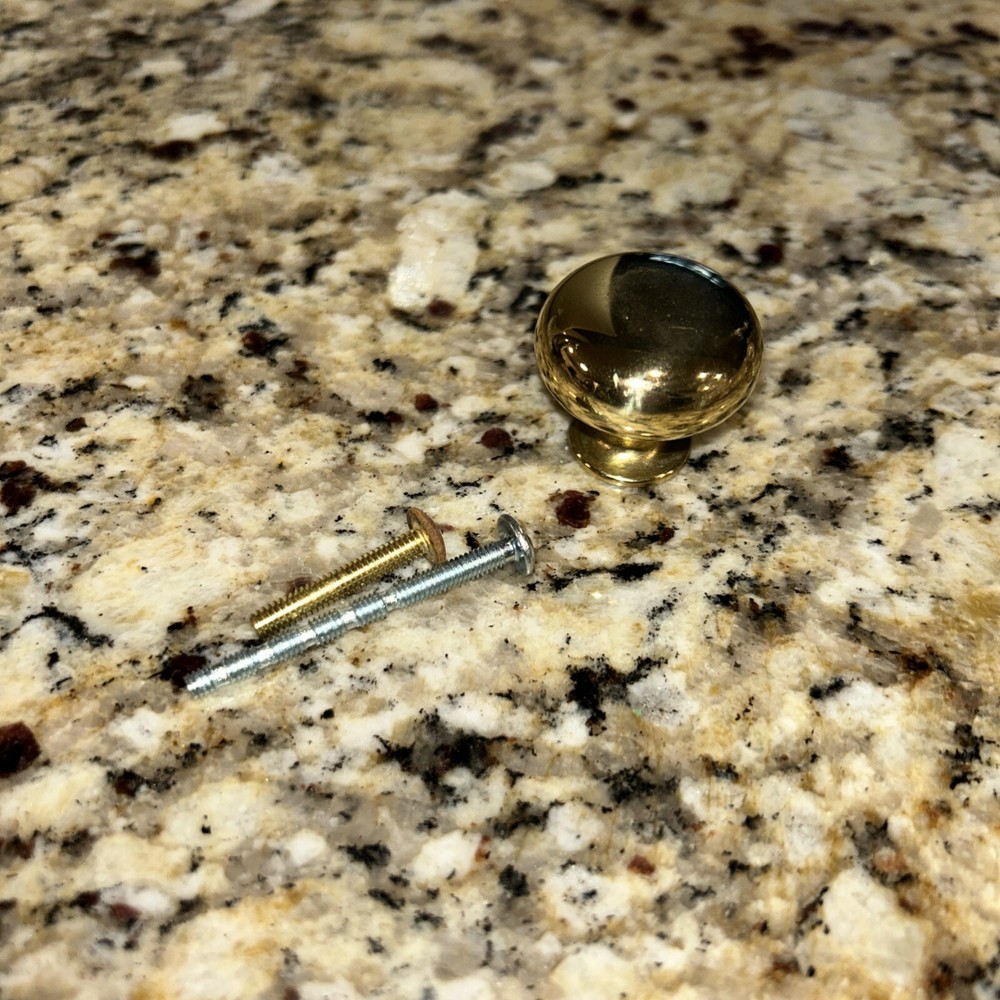 Lot of 6 - Round Drawer Pulls Knobs Solid Brass Handle Heavy duty Pull 1 1/4"