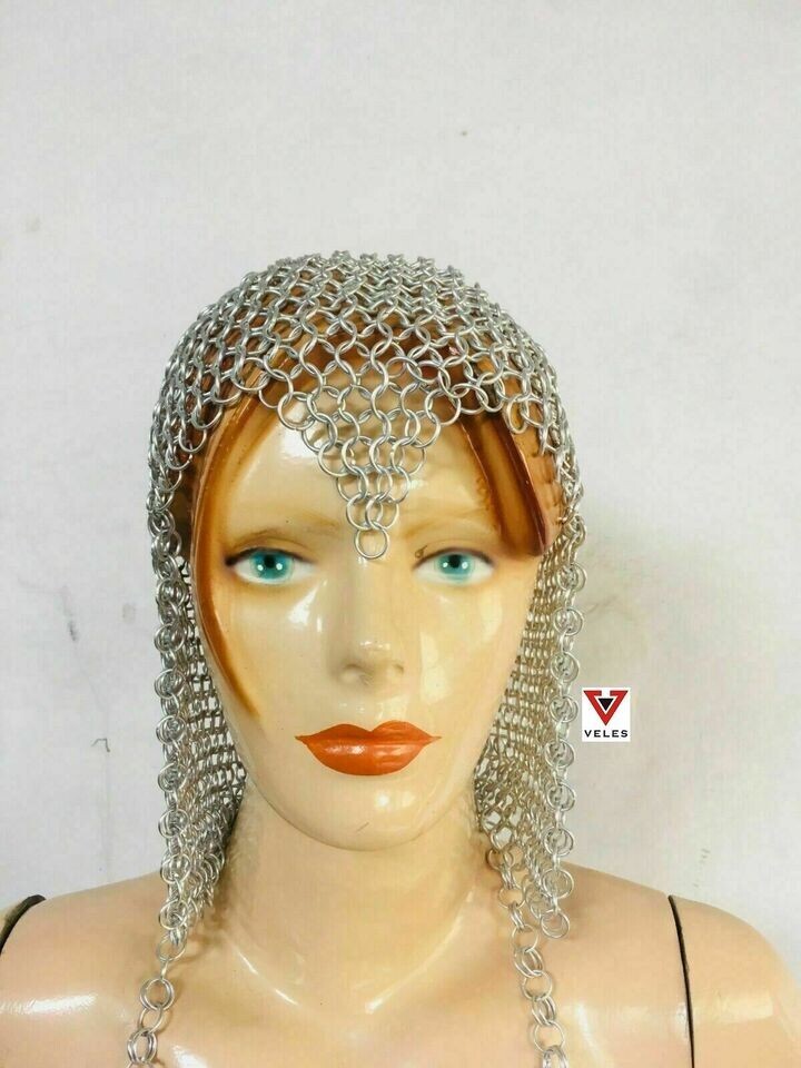 Halloween Butted 10 mm Chain Mail Coif - Medieval Chainmail Top Style