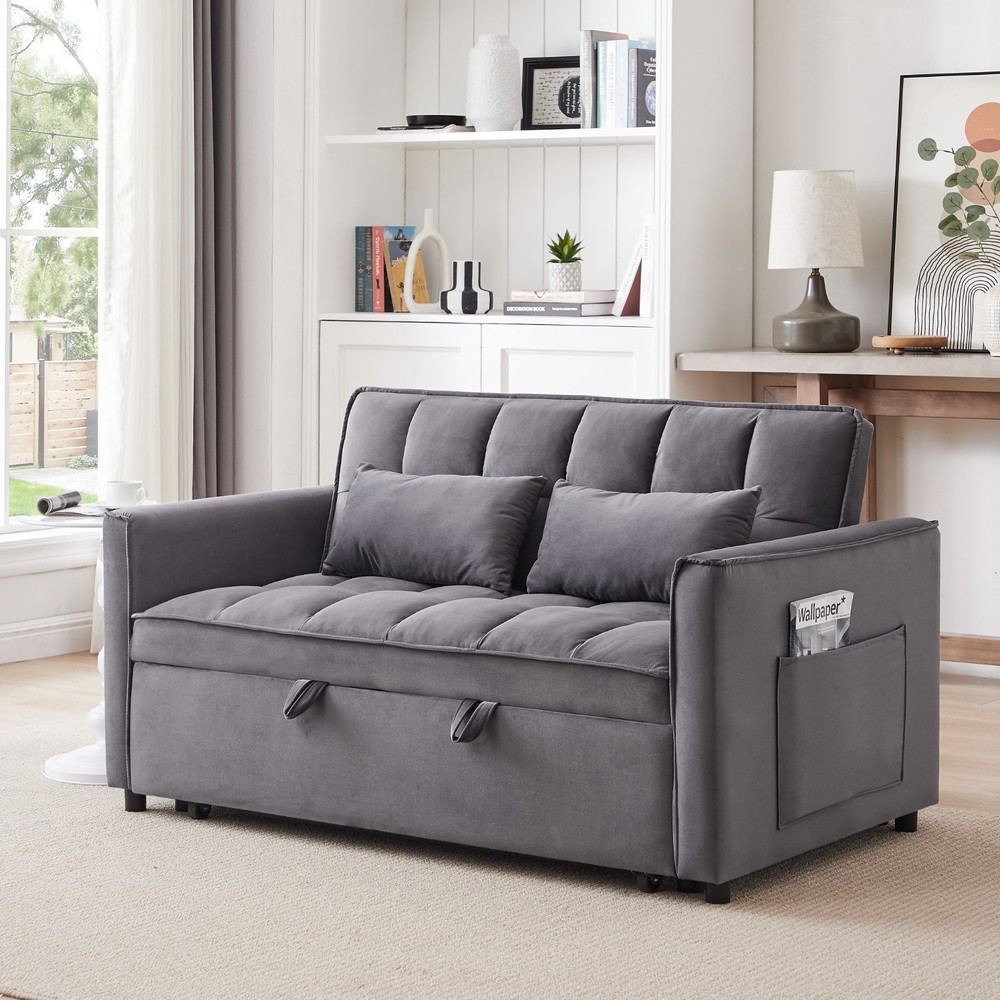 3 in 1 Convertible Sleeper Sofa Pull Out Bed Loveseat Couch Adjustable Backrest