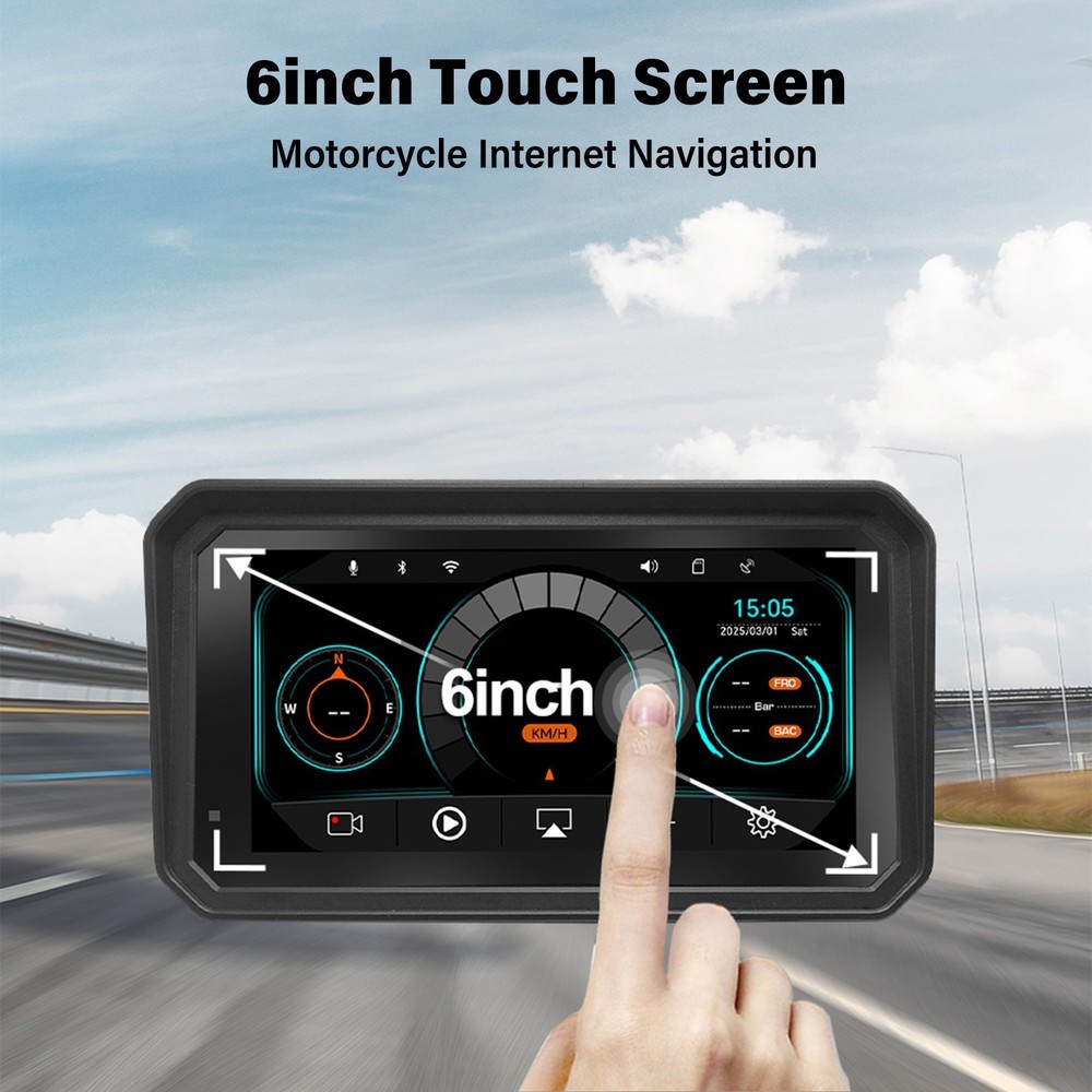 5.99" Motorcycle GPS Navigation Android Auto CarPlay Touchscreen Wifi Camera