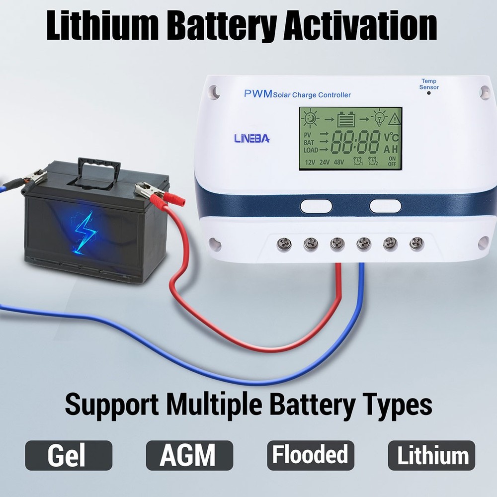100A Solar Panel Battery Charge Controller 12V/24V/48V for Solar Off-Grid System