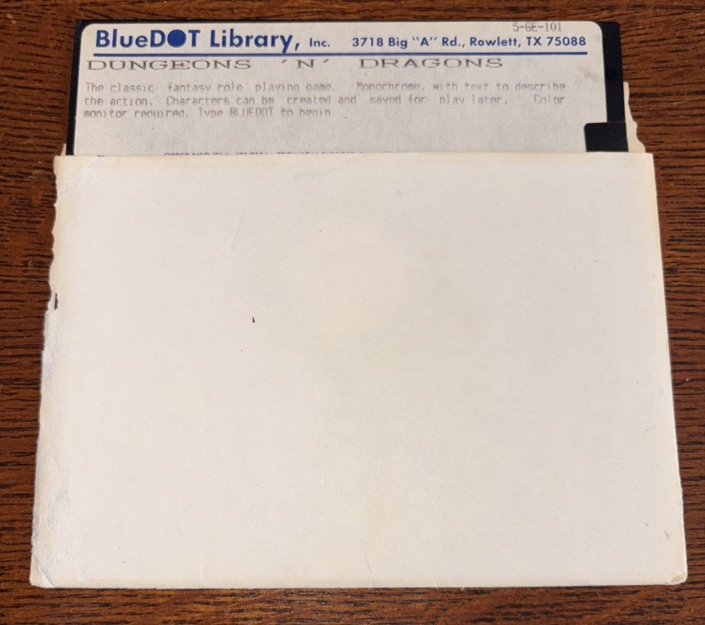 Dungeons & Dragons   5.25" Floppy Disk (UNTESTED)