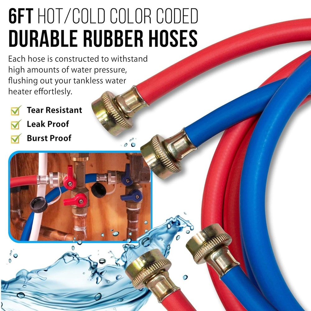DrainX Tankless Water Heater Flush Kit with 4 Quarts Liquid Descaling Solution