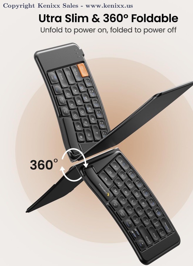 ProtoArc Ergonomic Foldable Keyboard Mouse, XKM03 Portable