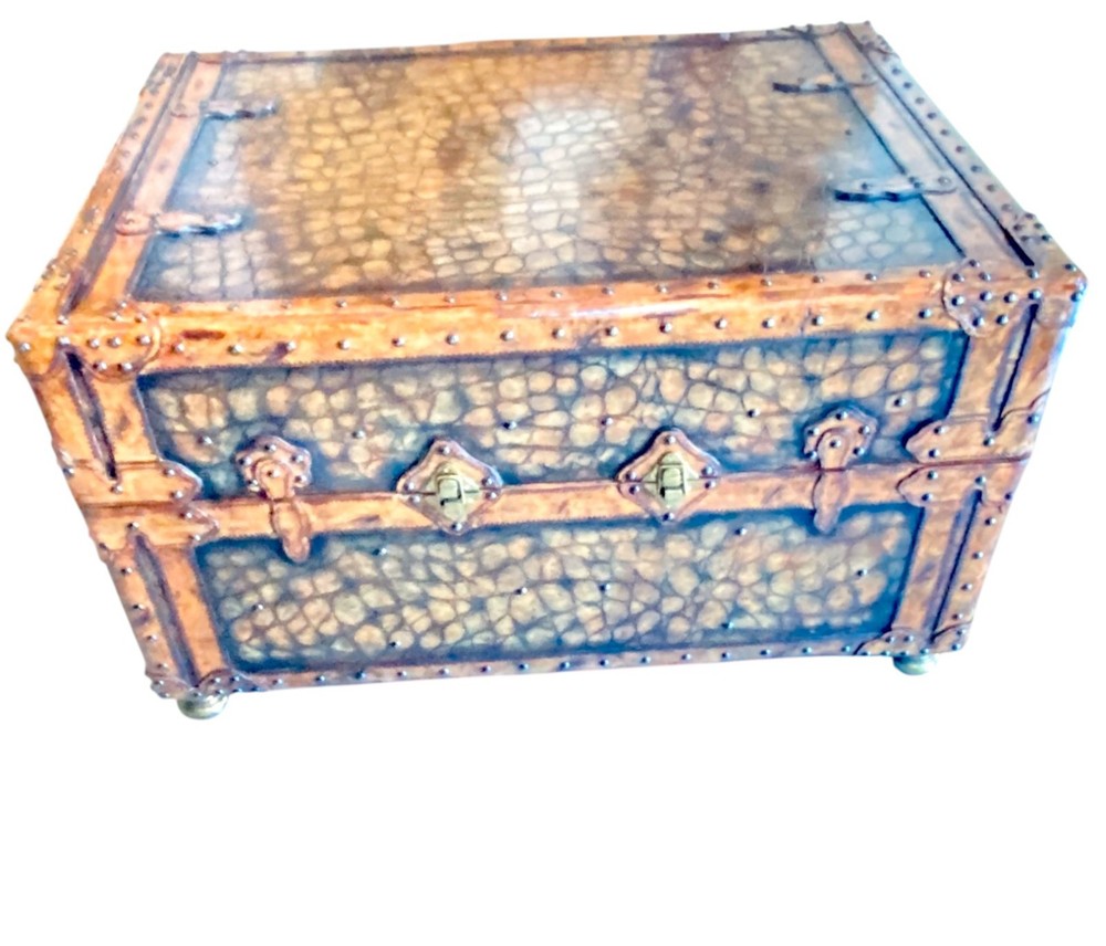 MAITLAND SMITH Leather Storage Trunk With Tray Insert