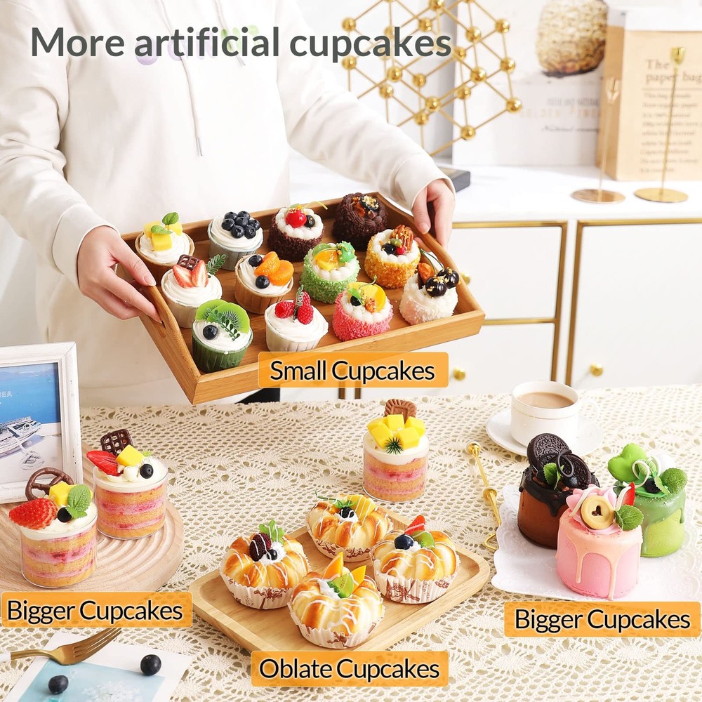 Joeabor 6 Pack Fake Cupcakes, Artificial Cupcakes for Display, Multi Color