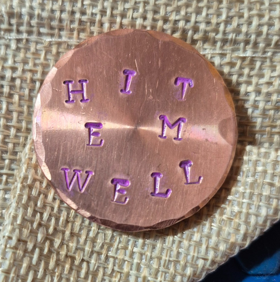 Customized Copper Golf Ball Marker-1.25 inch diameter! Hand Made -
