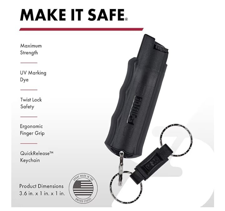 HEAVY DUTY Pepper Spray Quick Release Keychain Easy Carry Fast Access