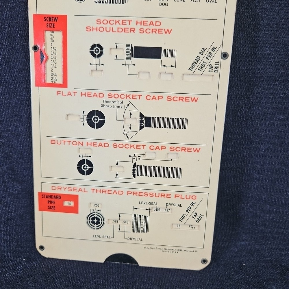 Unbrako Socket Screw Selector Data Guide Slide Rule 1965 Perrygraf ADVERTISEMENT