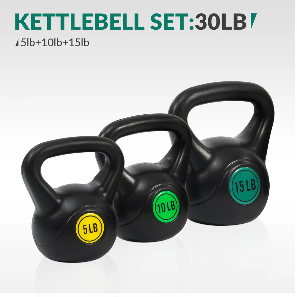 5 10 15Lbs Wide Grip Kettlebell, Black