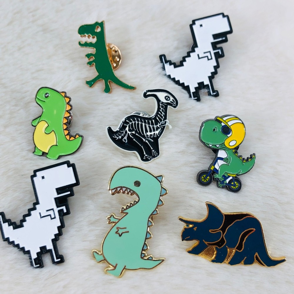 Whimsical Dinosaur Enamel Lapel Pin Lot