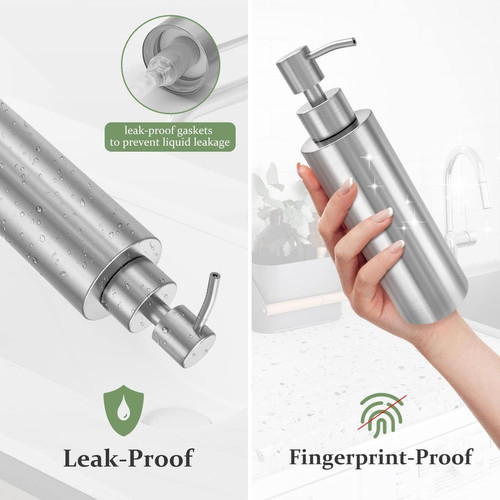 ARKTEK -Stainless Steel Countertop soap dispenser Rust Proof Liquid Silver