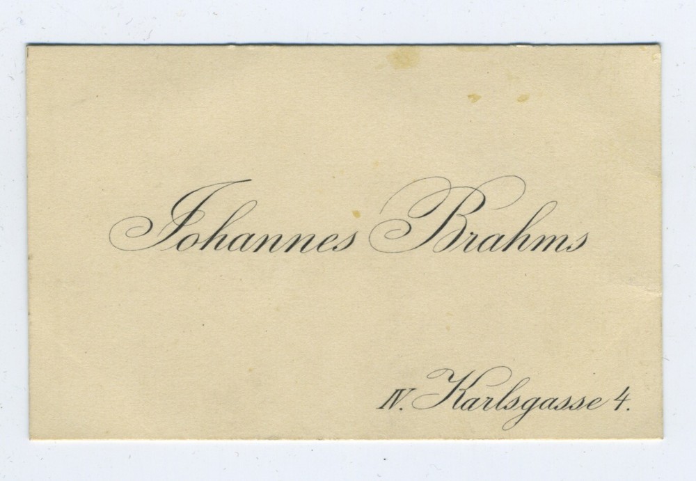 [Johannes BRAHMS]: Engraved Visiting Card (COMPOSER)