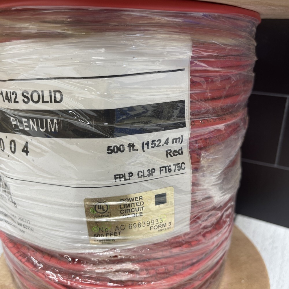 Genesis 14/2 14-AWG 2 Solid Conductors Solid Plenum 500’ Red 45135004