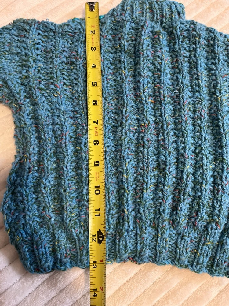 Cable Knit Turtleneck Sweater Teal Blue