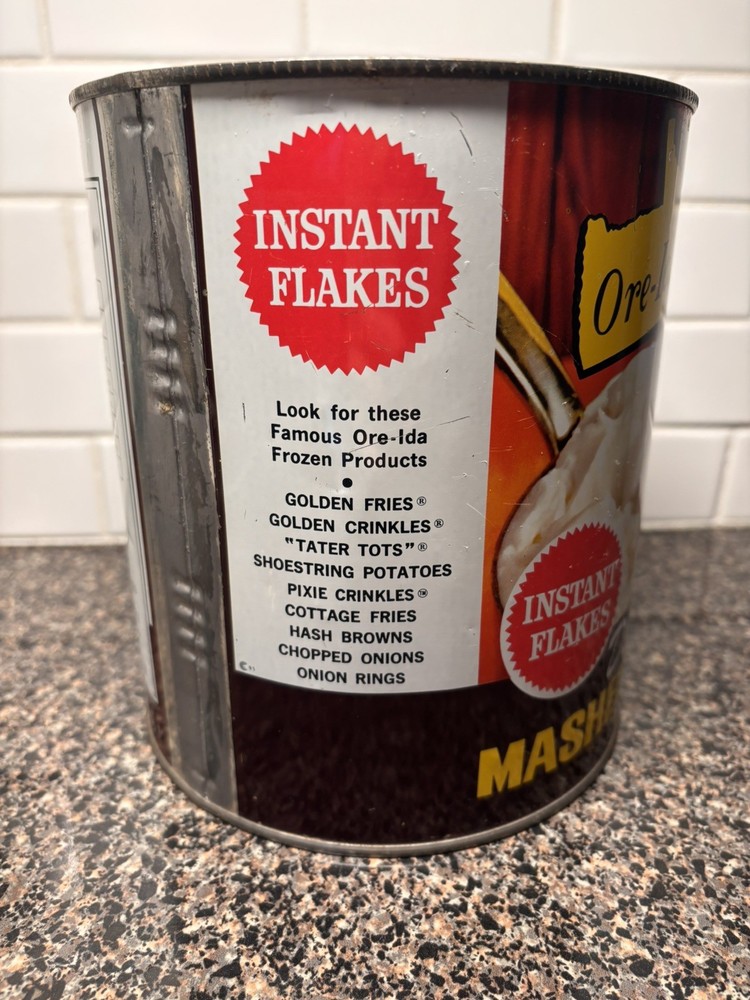 VINTAGE ORE-IDA INSTANT FLAKES MASHED POTATO EMPTY CAN 40oz
