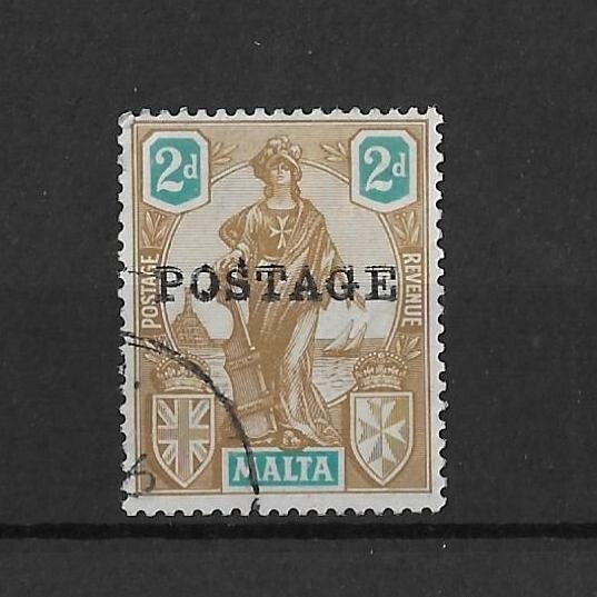 Malta 1926 2d 'Postage' SG147/var Overprint Partially Doubled Fine Used