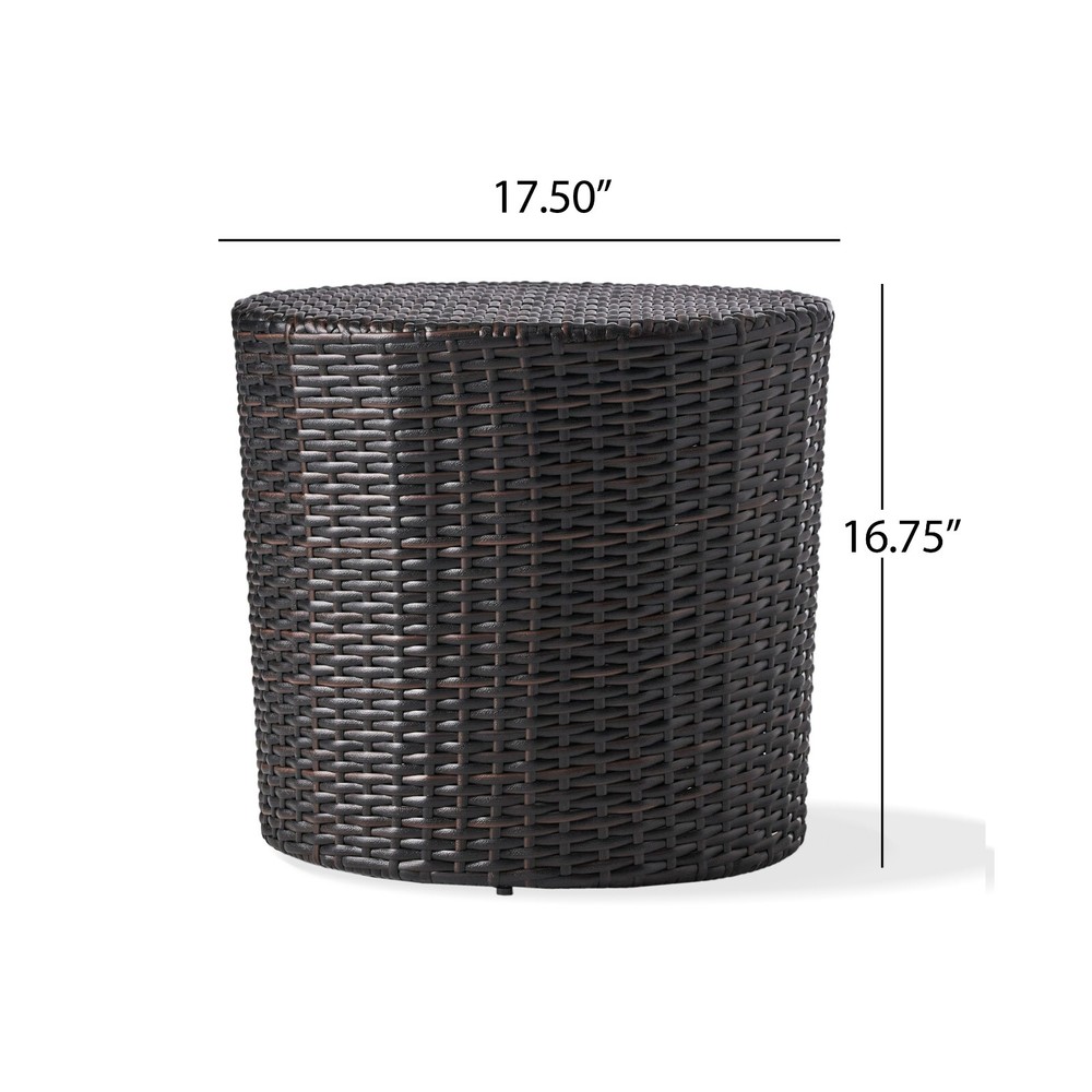 Outdoor Wicker Barrel Side Table, Multibrown