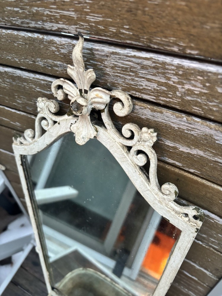 🪞 Art Deco Wall Mirror with Cast Iron Planter Pocket 🌿
