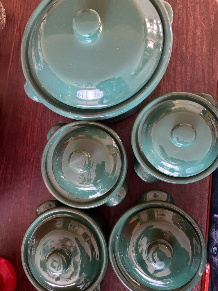 Ceramic vintage green bakeware set (5)