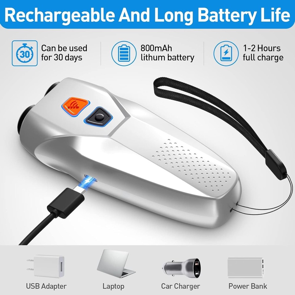 🔥Dog Control Device Dual Sensor Anti Barking Device w/ LED Flashlight, Silver🔥