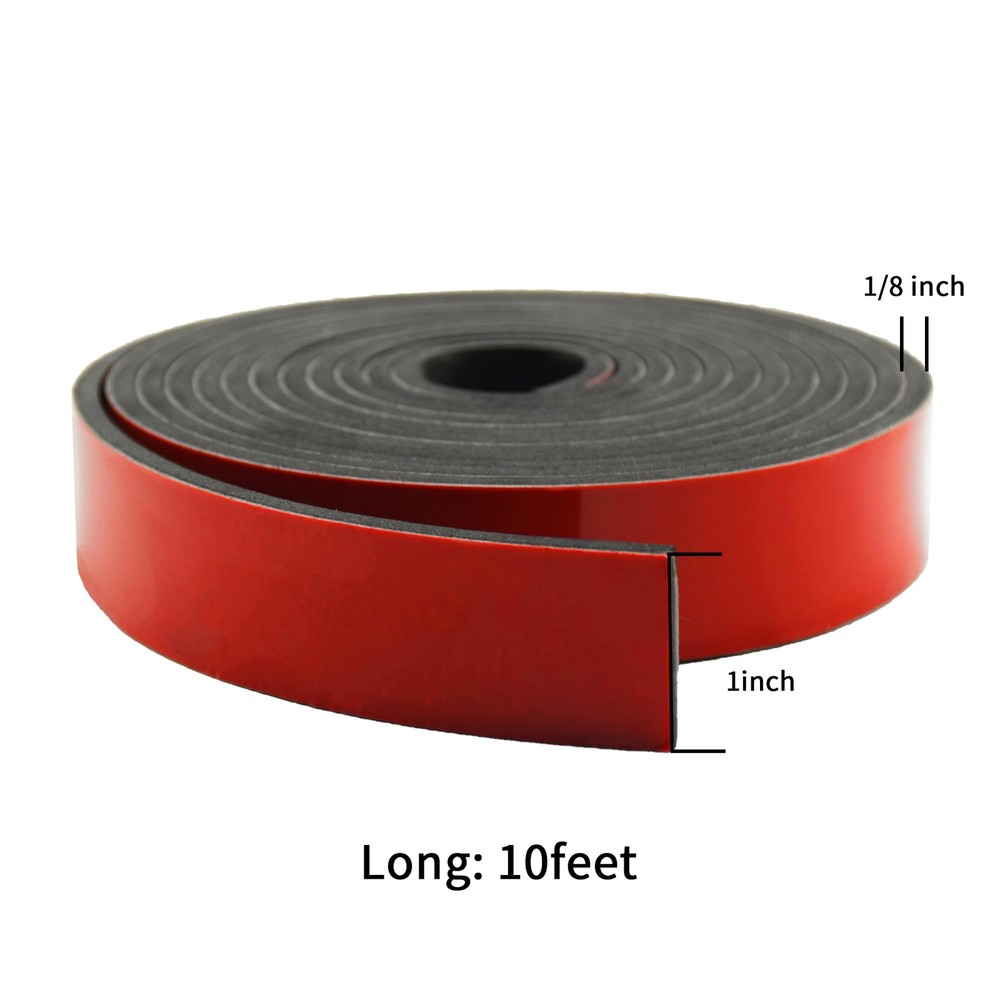 Solid Neoprene Rubber Strips with Adhesive Backing 1/8 .125" Thick x 1" Wide ...
