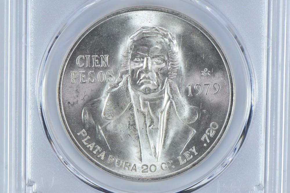 1979 Mo Mexico 100 Pesos MS67 PCGS Blue Label