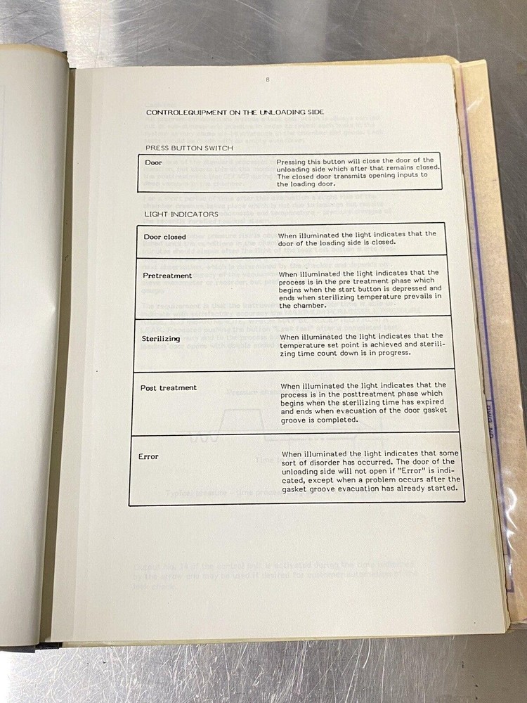 Getinge Autoclave - Users Guide / Instruction Book / Manual