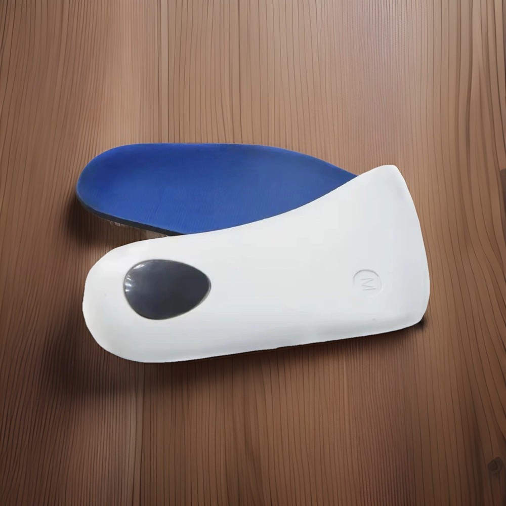 Pre-molded orthotics, blue neoprene = spenco/semi flexible EVA bottom .