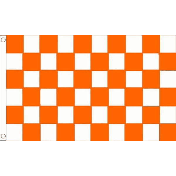 Orange & White Check Flag Table Hand Waving Flags Bunting Scrunchie Displays