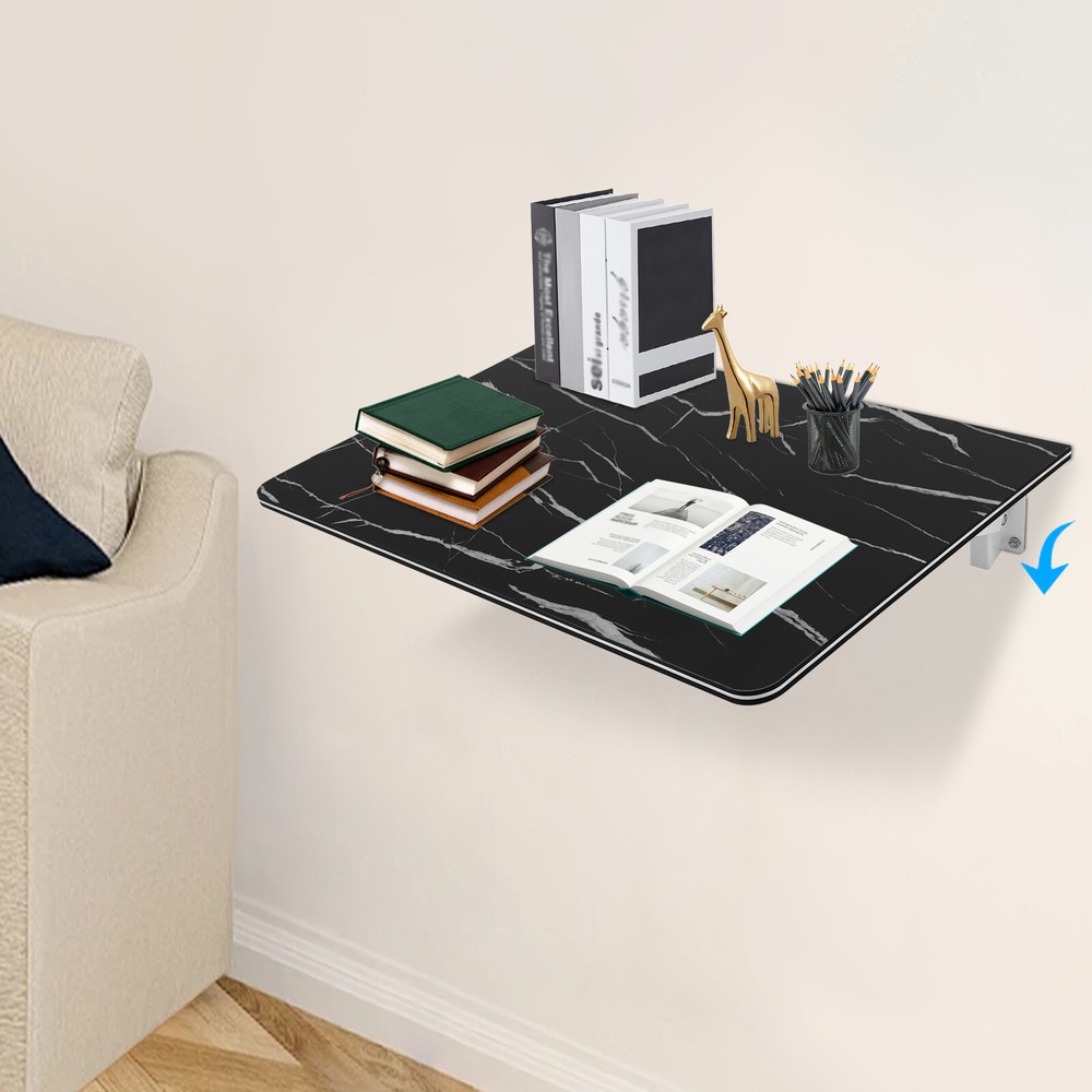 Modern Folding Wall Desk Wall-mounted Folding Table Foldable Table Black Indoor