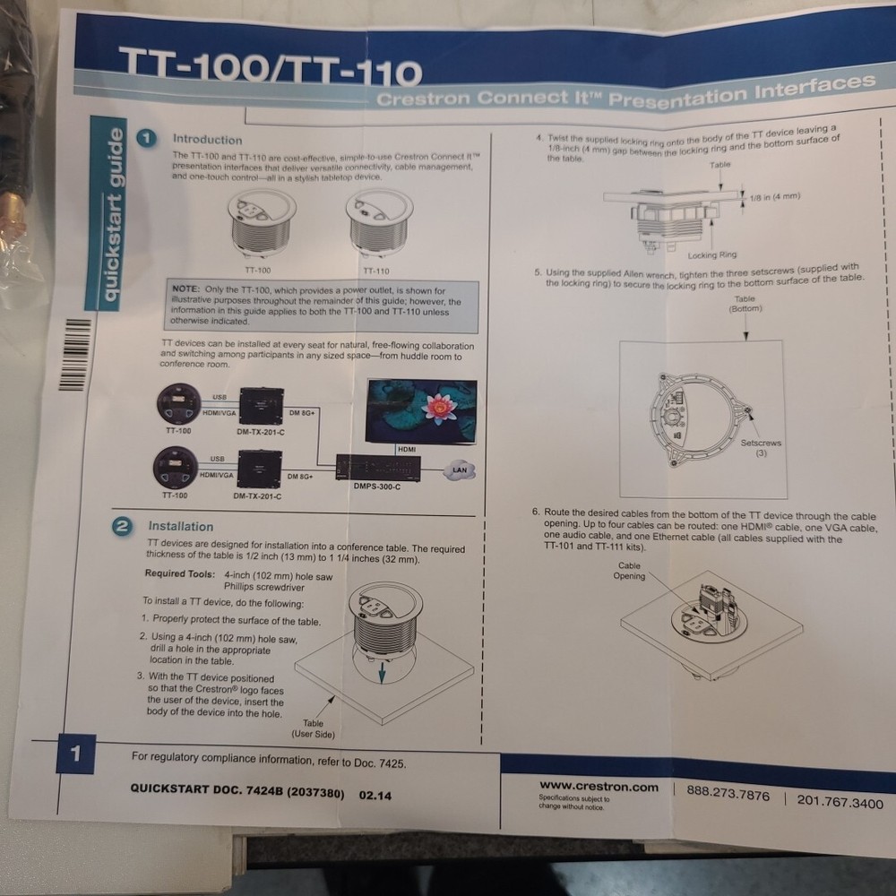 Crestron TT-101-B-T Crestron Connect It Presentation Interface Black 6506817
