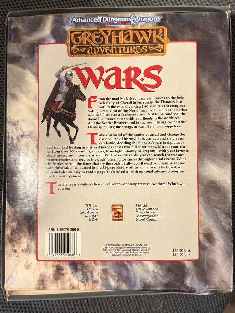 WARS Greyhawk Adventures — COMPLETE AD&D Box Set 1068 (TSR)
