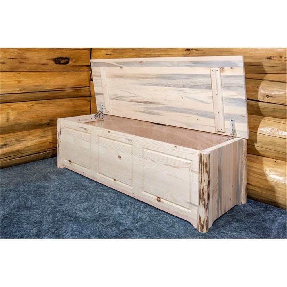 Pemberly Row 59" Transitional Solid Wood Blanket Chest in Natural