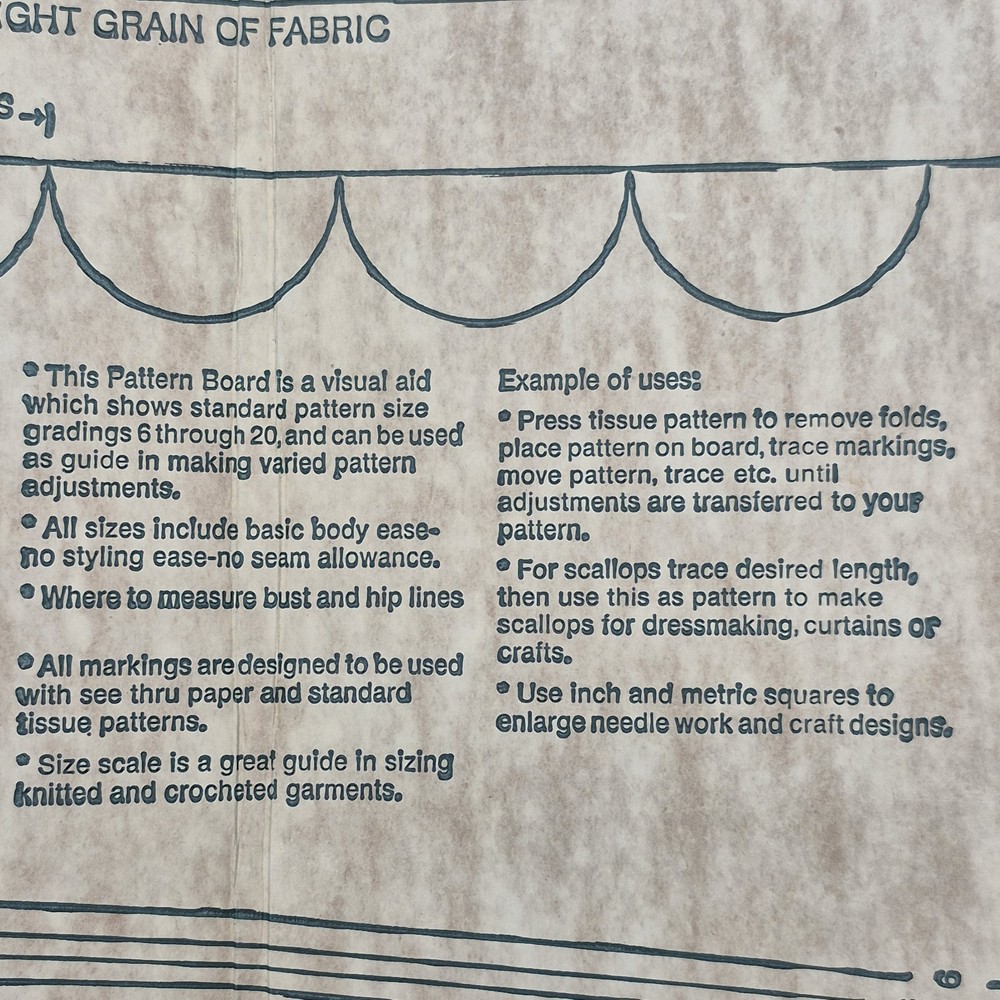 Vintage EZ Pattern Cutting Board 36x72 Sewing Fabric Layout Foldable Grid Lines