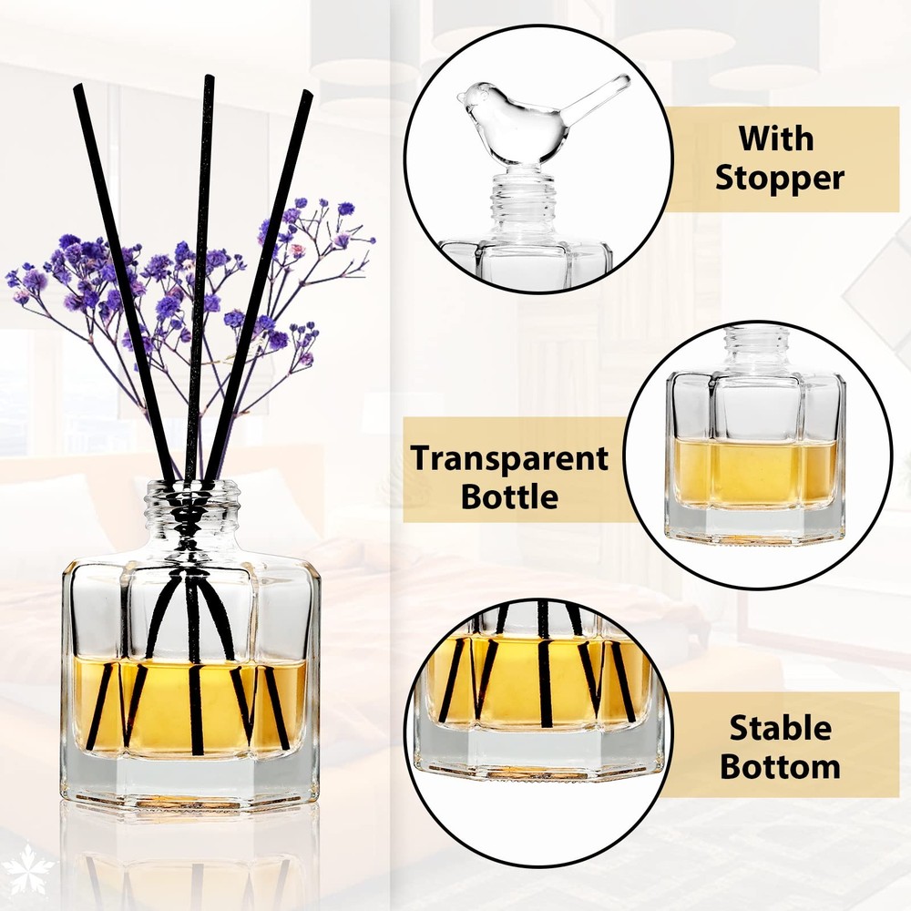 Gift Set-Glass Diffuser Bottles Set of 5 Reed Diffuser Bottle Clear Empty Dec...