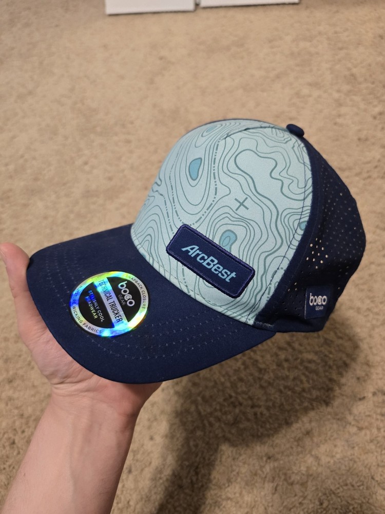 ArcBest BOCO Gear Technical Trucker Hat Adjustable Navy Mint Performance Cap
