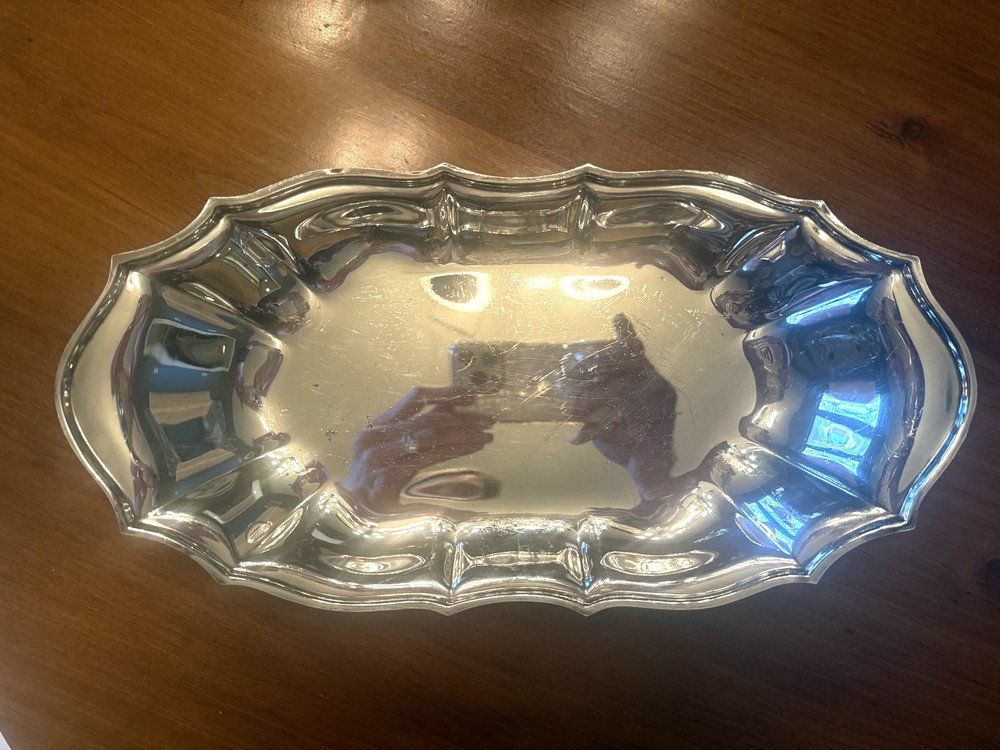 Silverplated Bread Tray 12 X 6" Chippendale Serving Ware Vintage
