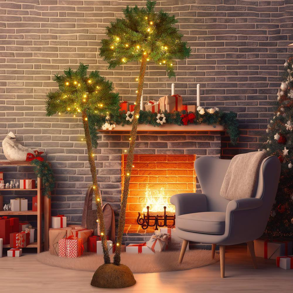 6 Ft. Artificial Lighted Palm Tree Pre-Lit Christmas Tree Lights Light up LED De