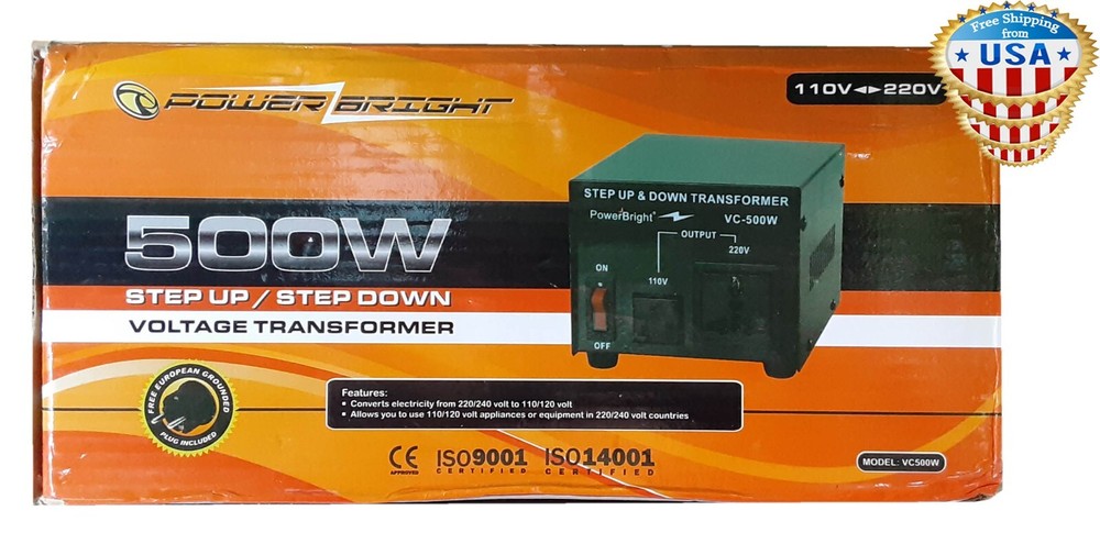 POWER BRIGHT VOLTAGE TRANSFORMER STEP UP STEP DOWN 110V / 220V 500W