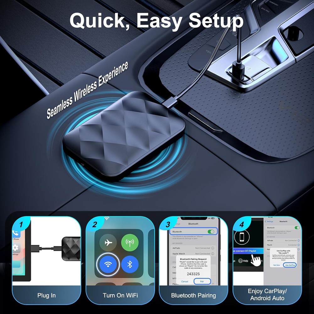 Magic Box 2.0 Wireless CarPlay Adapter for Apple CarPlay, Android Auto Wireless