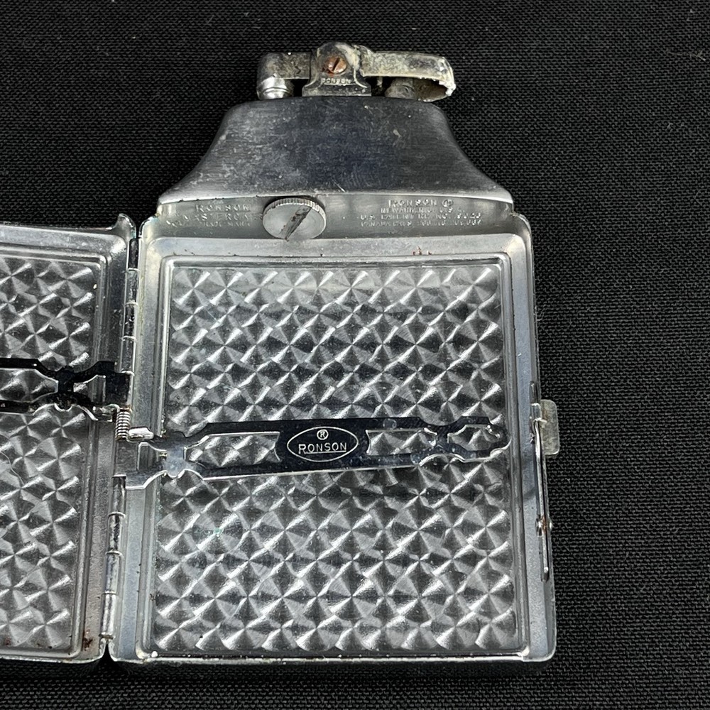 Vintage Ronson Combo Silver Cigarette Case With Lighter